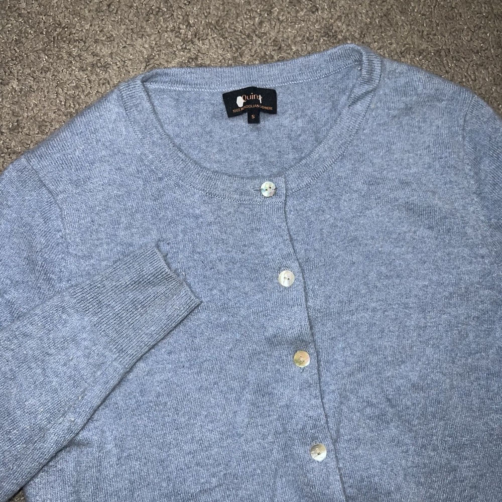 Quince Women Mongolian Cashmere Cardigan Sweater Blue S